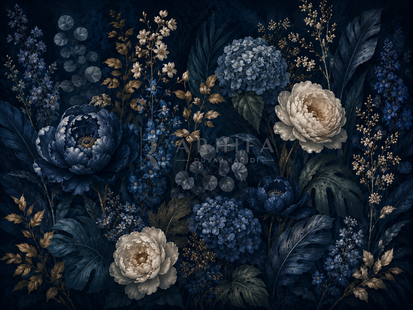 — Deep Blue Garden Duvar Kağıdı (DKB-014) – görsel 2