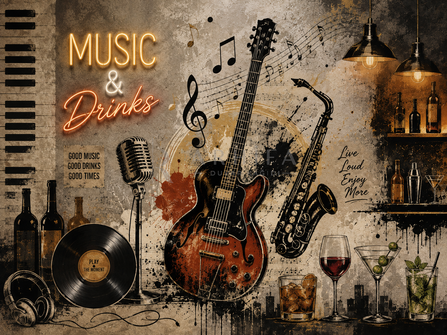 — Music & Drinks Duvar Kağıdı (EN-007) – görsel 2