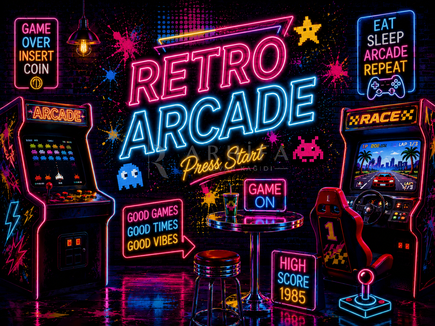 — Retro Arcade Duvar Kağıdı (EN-012) – görsel 2