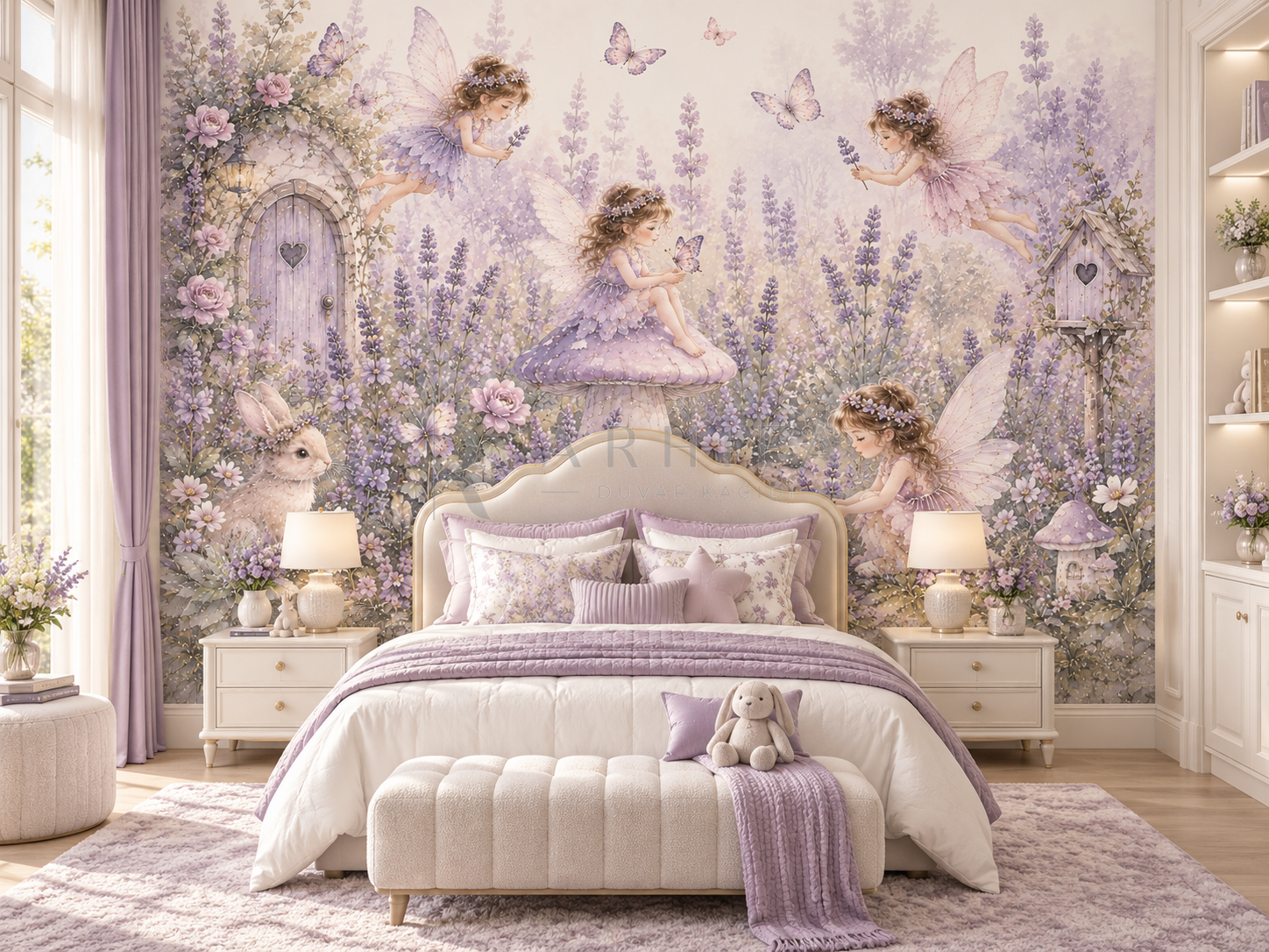 Lavender Fairy Garden - Botanik Duvar Kağıdı (FF-008) görsel