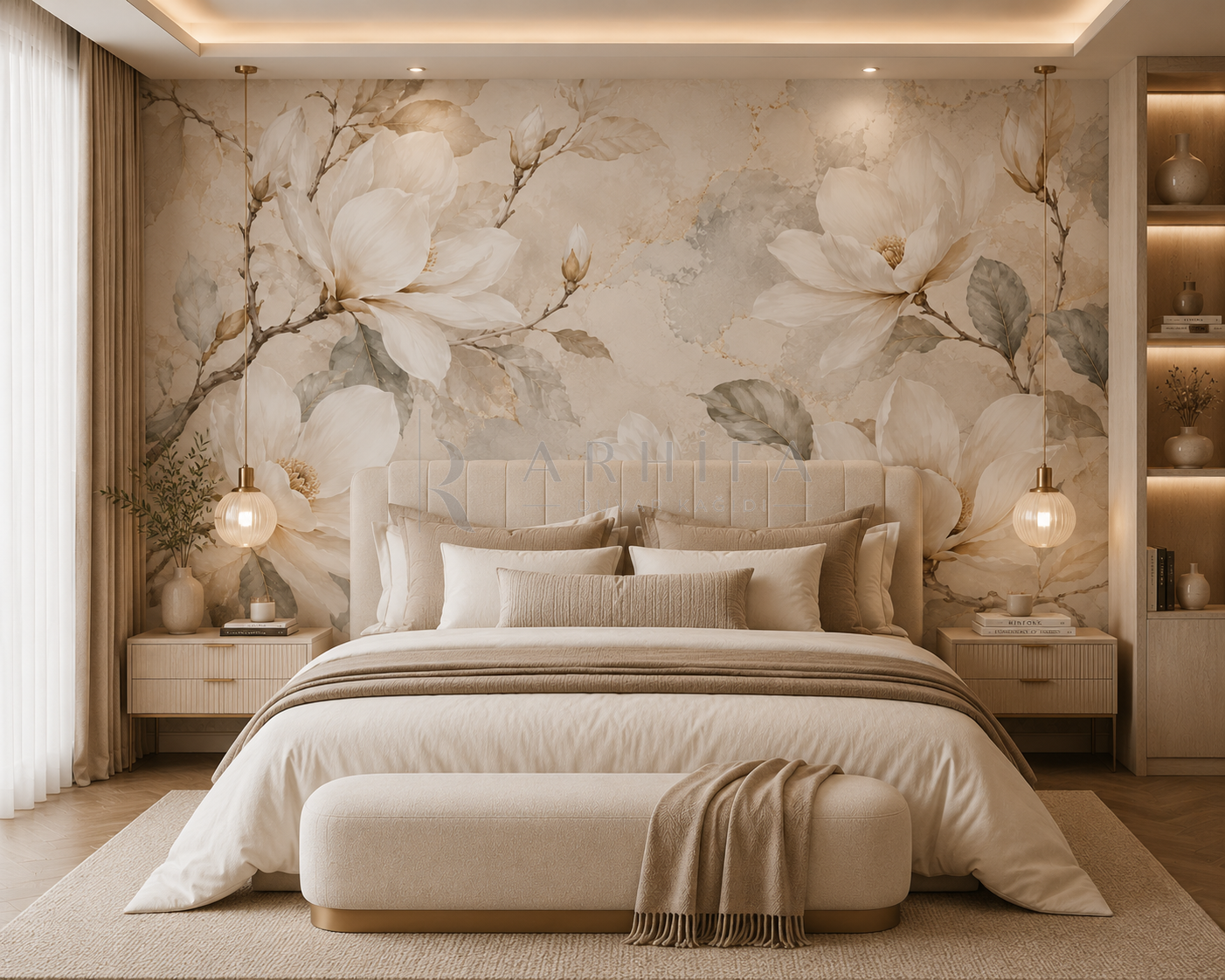 White Magnolia - Botanik Duvar Kağıdı (FL-002) görsel