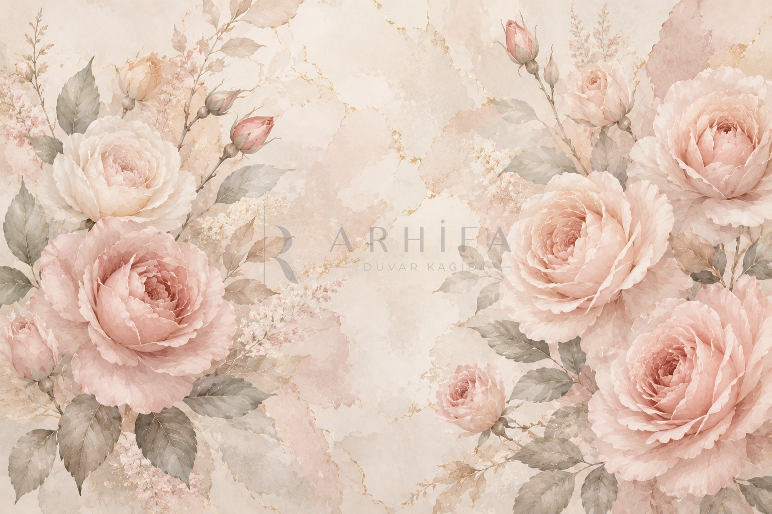 Blush Roses - Botanik Duvar Kağıdı (FL-003) – görsel 3
