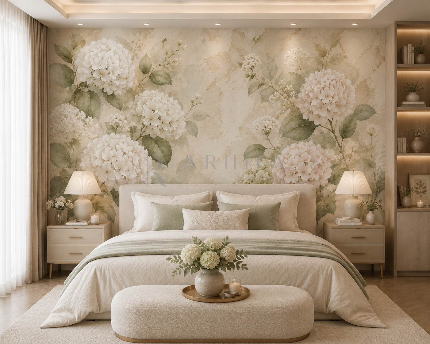 Soft Hydrangea - Botanik Duvar Kağıdı (FL-007) görsel