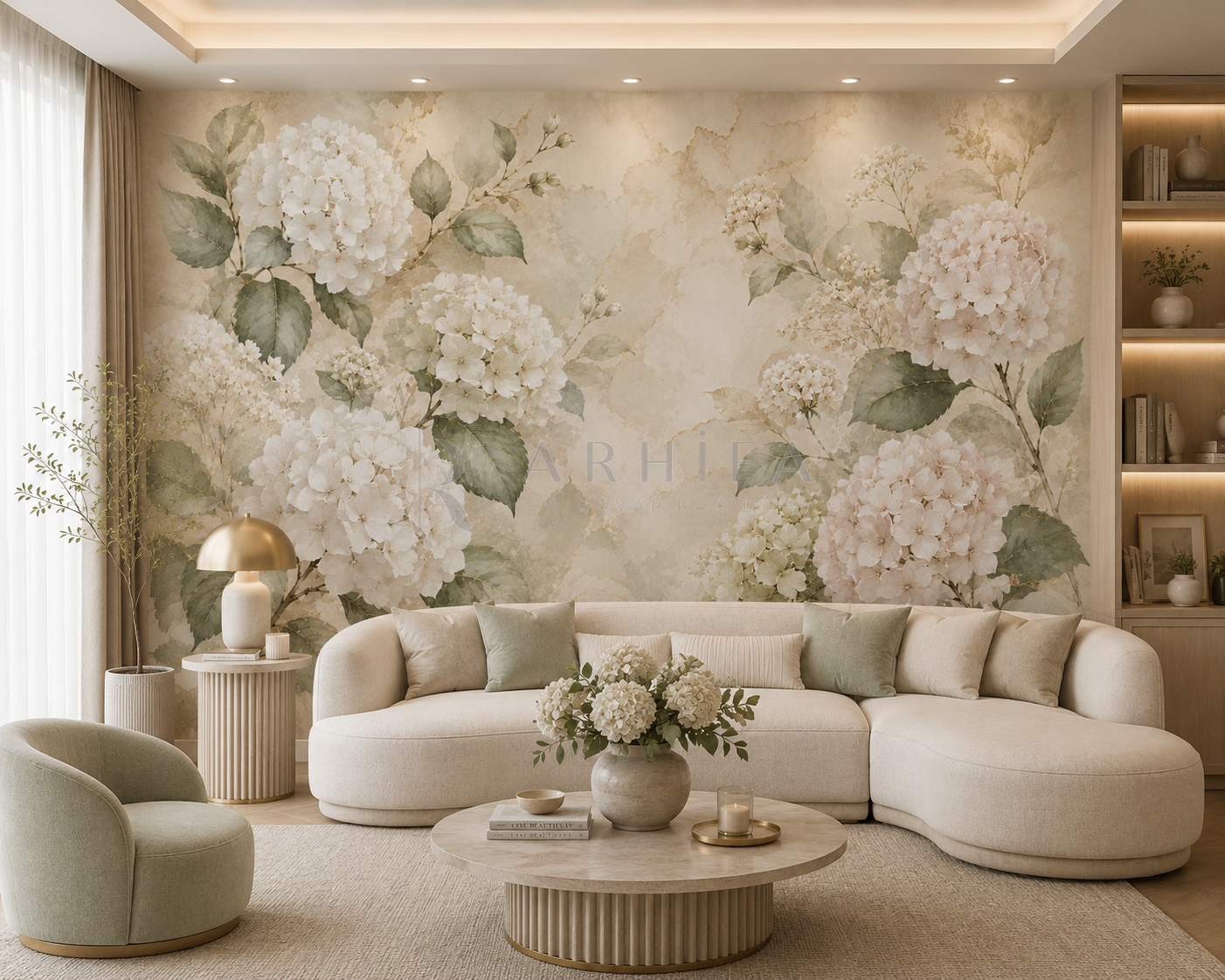 Soft Hydrangea - Botanik Duvar Kağıdı (FL-007) – görsel 2