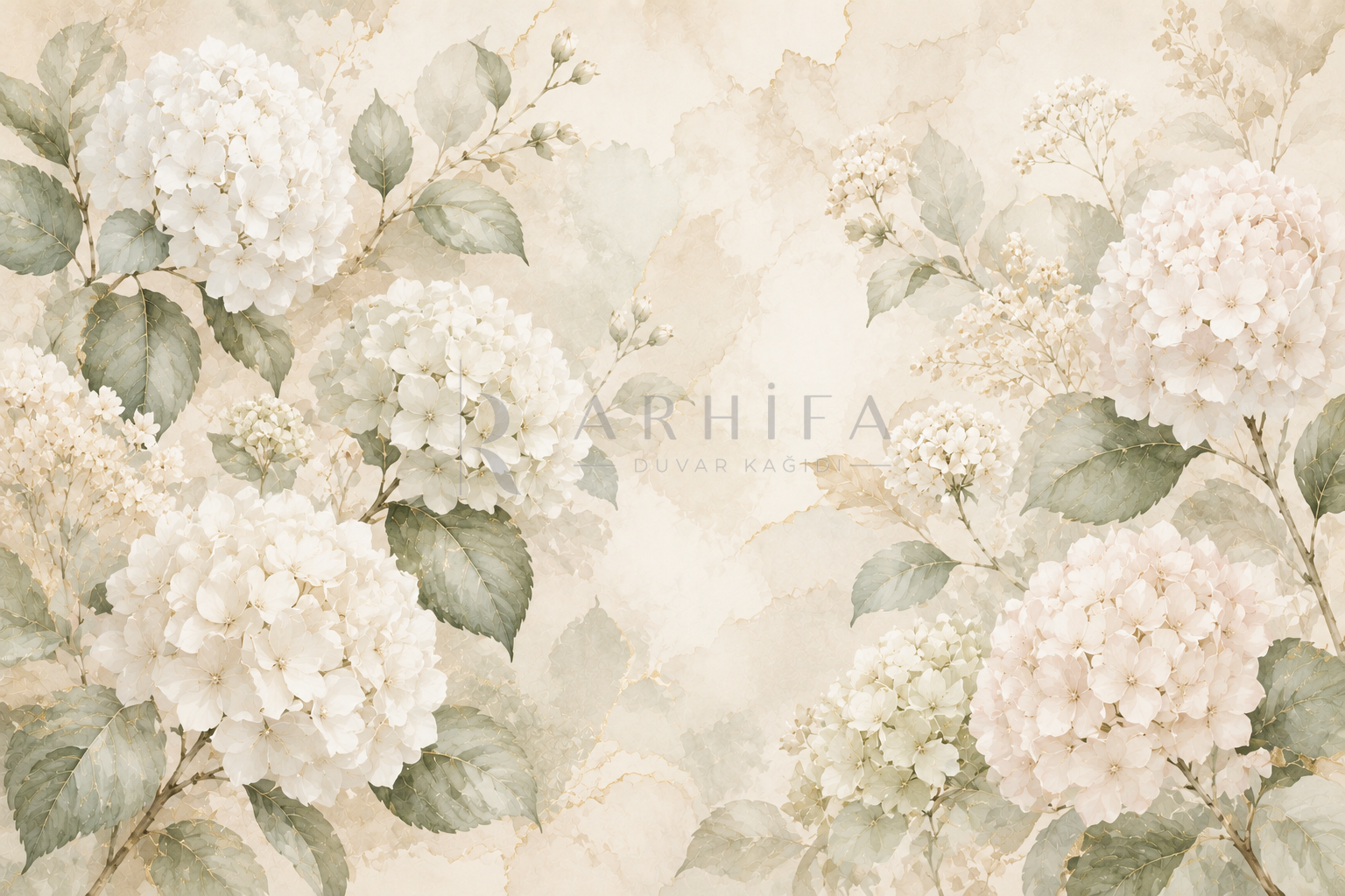 Soft Hydrangea - Botanik Duvar Kağıdı (FL-007) – görsel 3