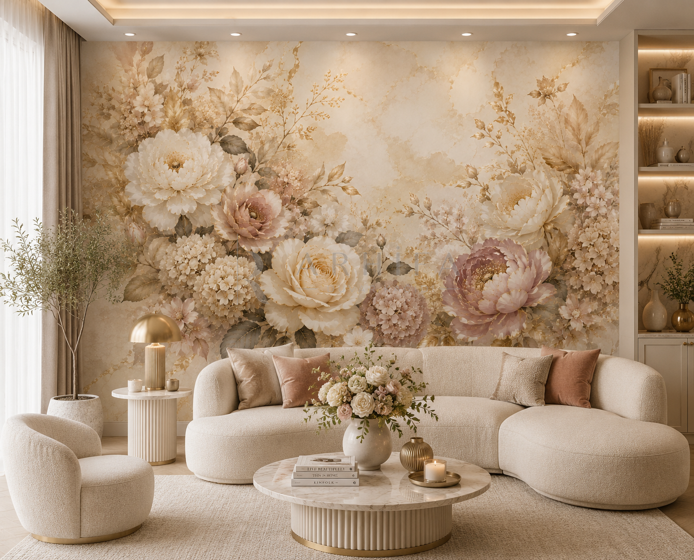 Golden Bloom - Botanik Duvar Kağıdı (FL-010) – görsel 2