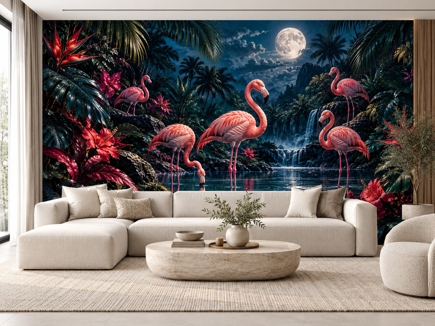 Moonlit Flamingo Duvar Kağıdı (FS-005) – görsel 1