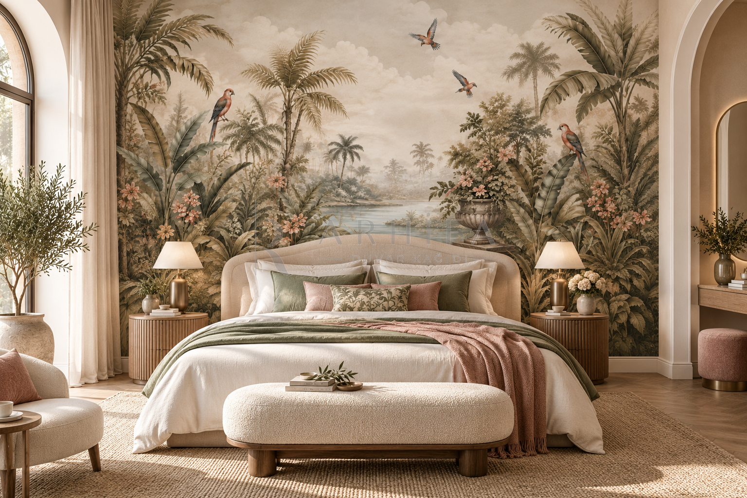 Soft Tropical Garden - Botanik Duvar Kağıdı (FM-001) görsel