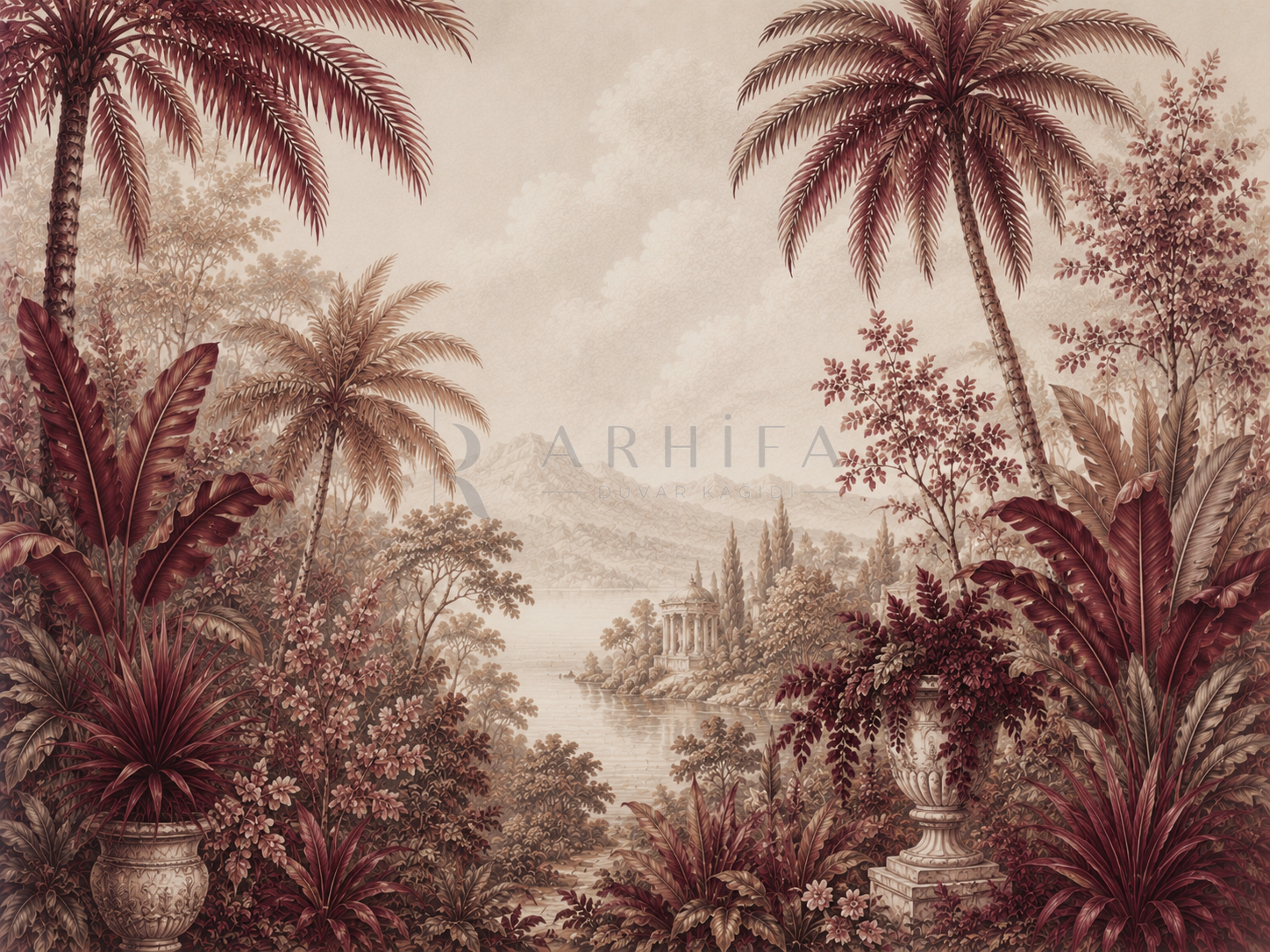 — Burgundy Palms Duvar Kağıdı (FM-013) – görsel 2