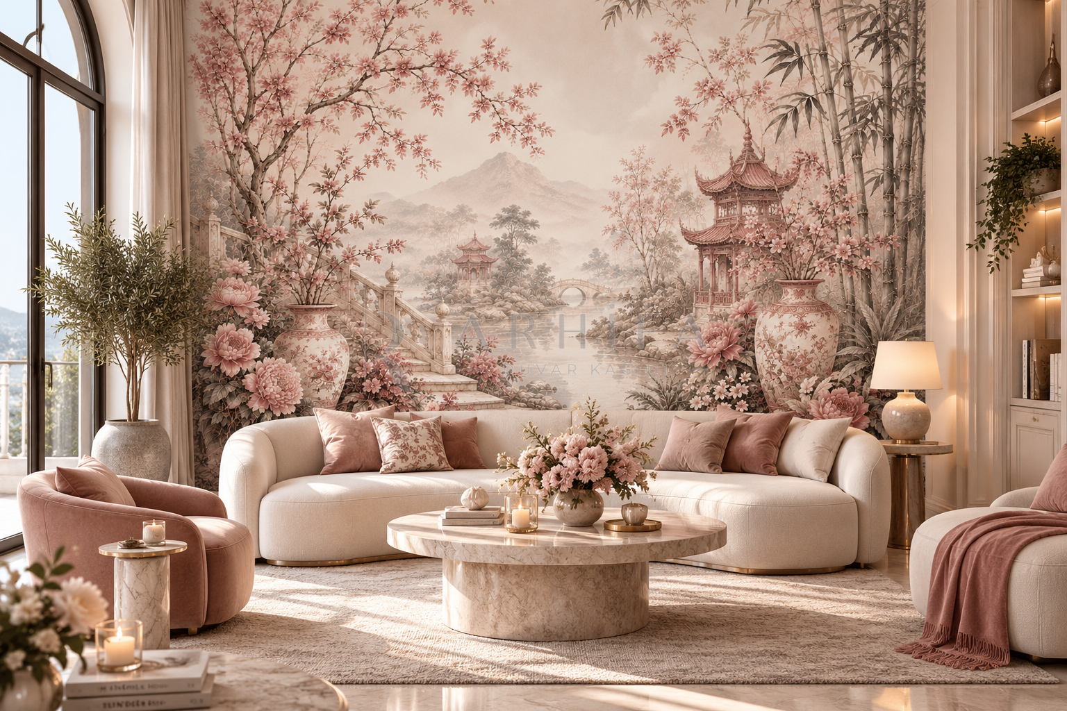 Dusty Rose Chinoiserie - Botanik Duvar Kağıdı (FM-014) – görsel 2