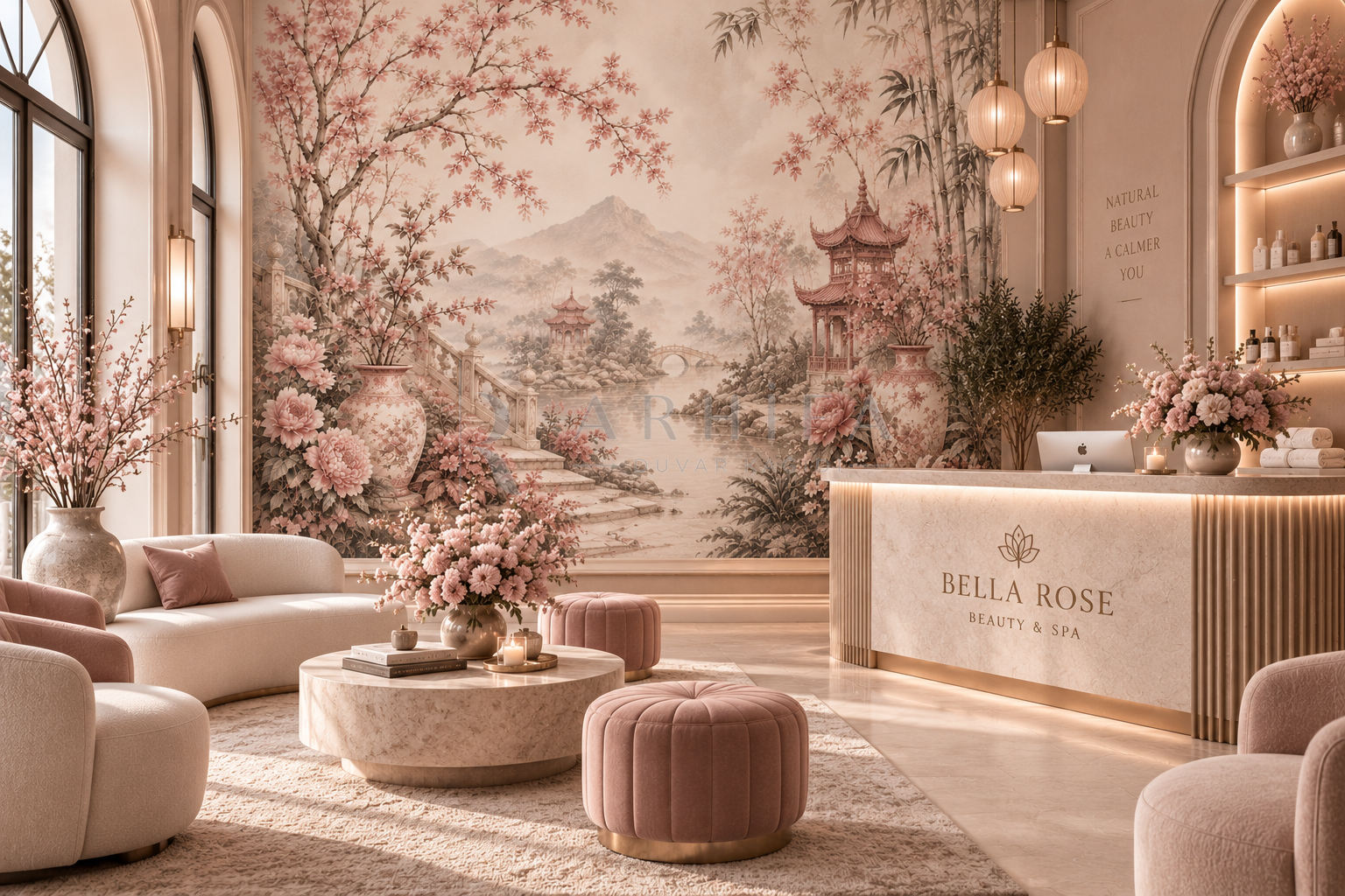 Dusty Rose Chinoiserie - Botanik Duvar Kağıdı (FM-014) – görsel 3