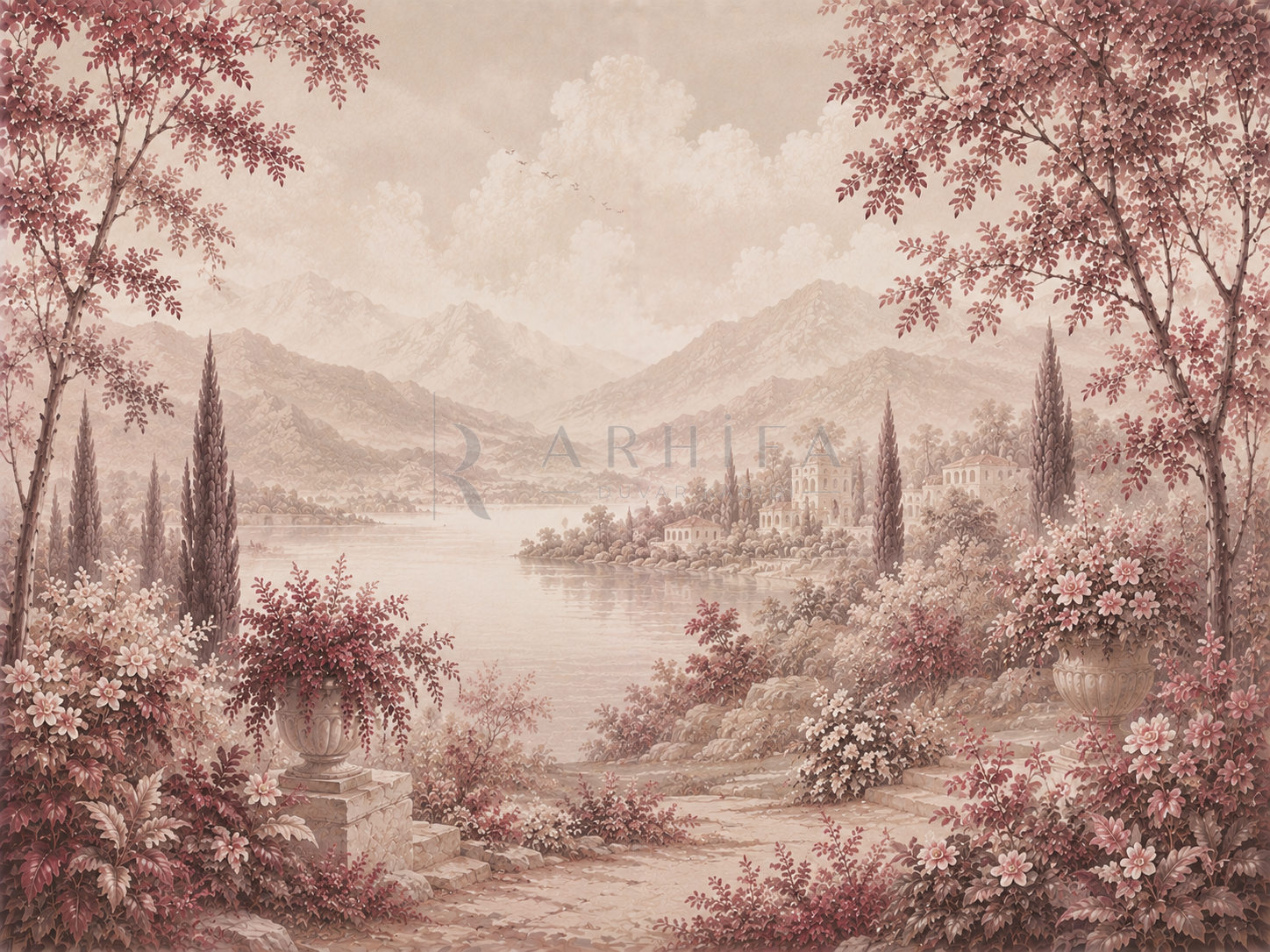 — Dusty Rose Landscape Duvar Kağıdı (FMB-002) – görsel 2