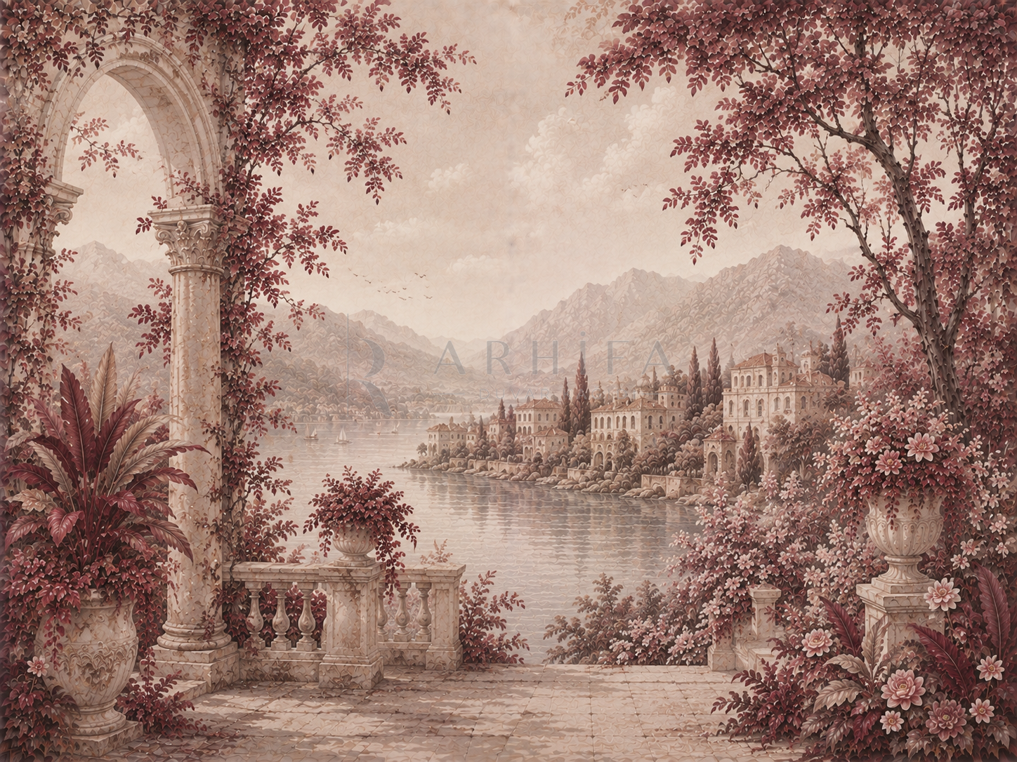 — Burgundy Heritage View Duvar Kağıdı (FMB-003) – görsel 2