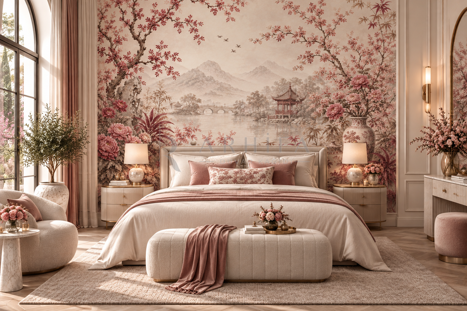 Rose Chinoiserie - Özel Tasarım Duvar Kağıdı (FMB-004) – görsel 2