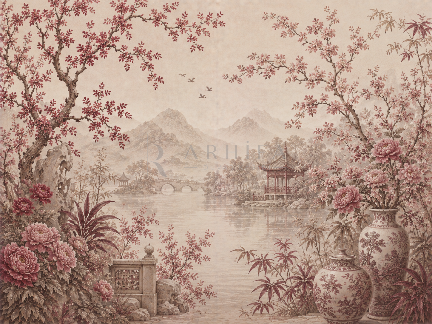 Rose Chinoiserie - Özel Tasarım Duvar Kağıdı (FMB-004) – görsel 4