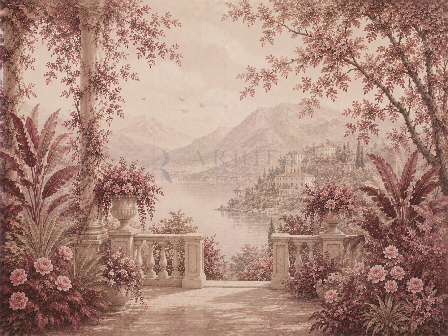 — Blush Garden Terrace Duvar Kağıdı (FMB-006) – görsel 2
