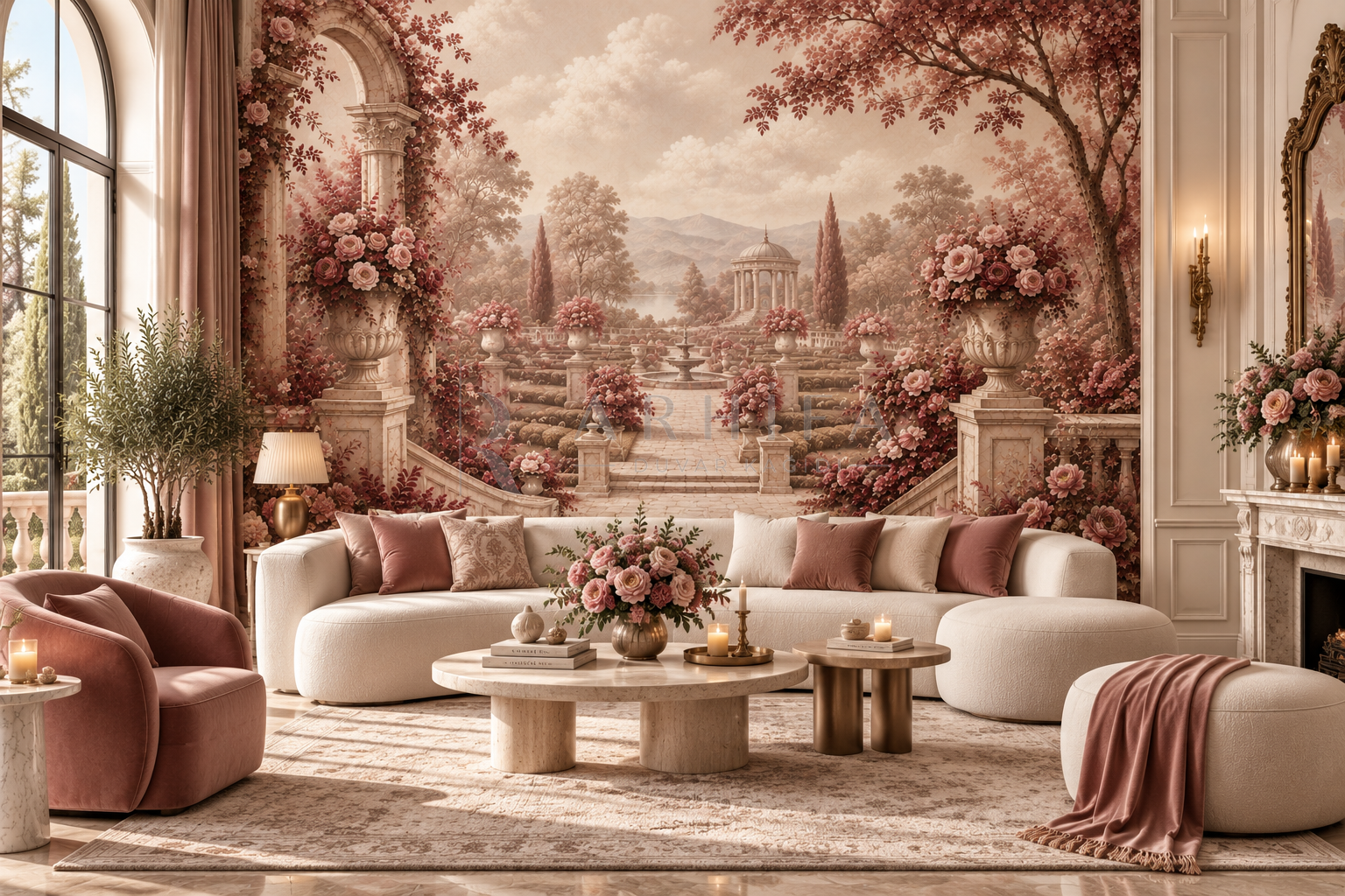 Classical Rose Garden - Özel Tasarım Duvar Kağıdı (FMB-008) – görsel 3