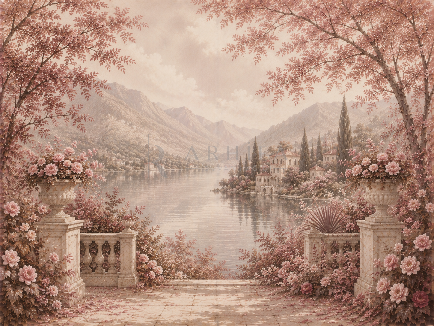 — Dusty Rose Lake Garden Duvar Kağıdı (FMB-013) – görsel 2