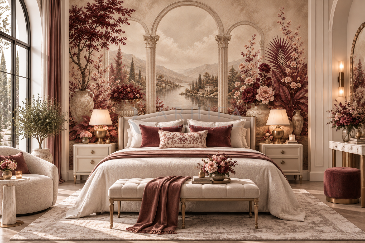 Burgundy Signature - Özel Tasarım Duvar Kağıdı (FMB-015) görsel