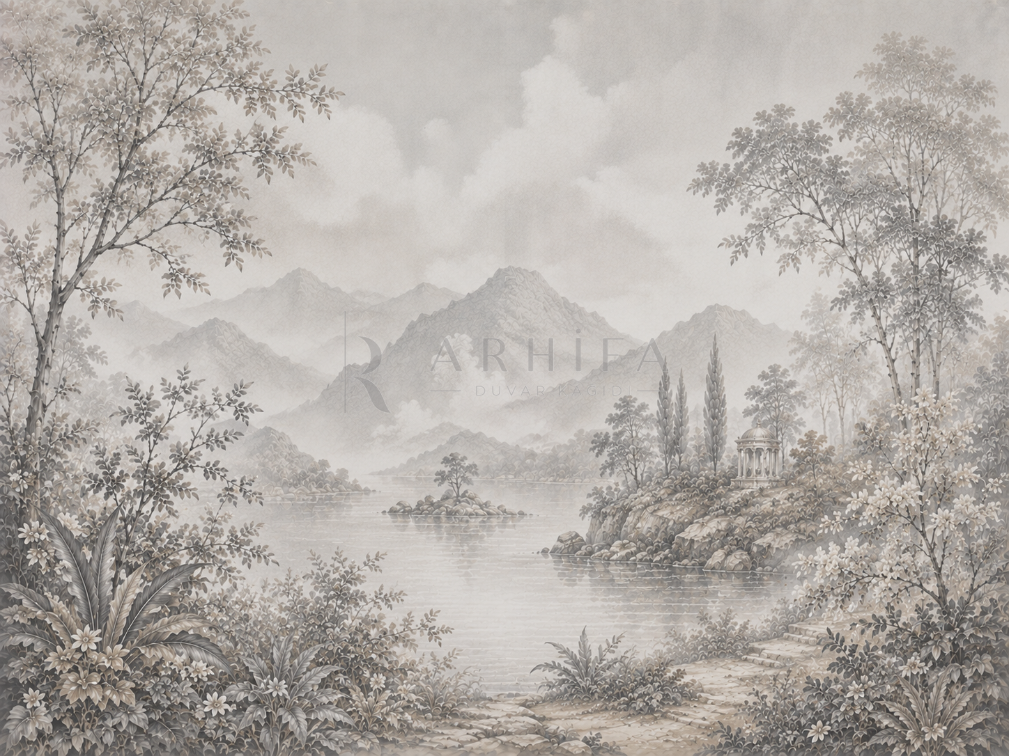 — Soft Gray Landscape Duvar Kağıdı (FMG-002) – görsel 2