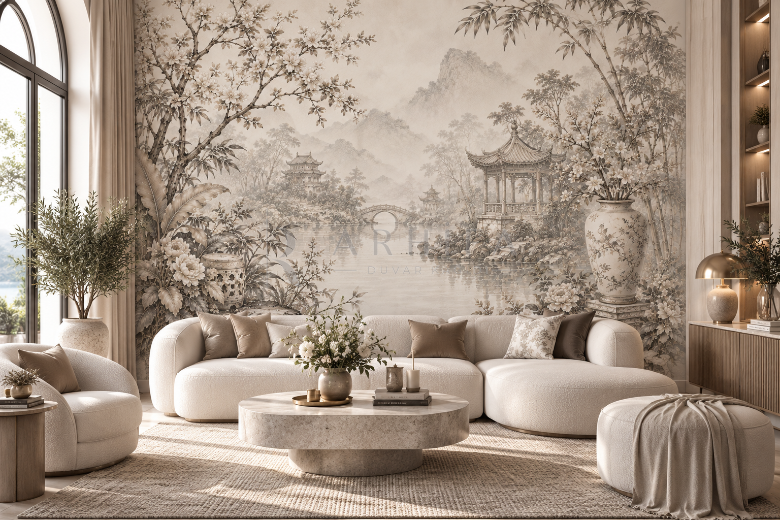 Greige Chinoiserie - Özel Tasarım Duvar Kağıdı (FMG-004) – görsel 2