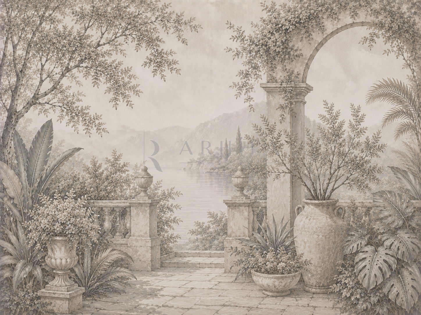 — Stone Garden Terrace Duvar Kağıdı (FMG-006) – görsel 2