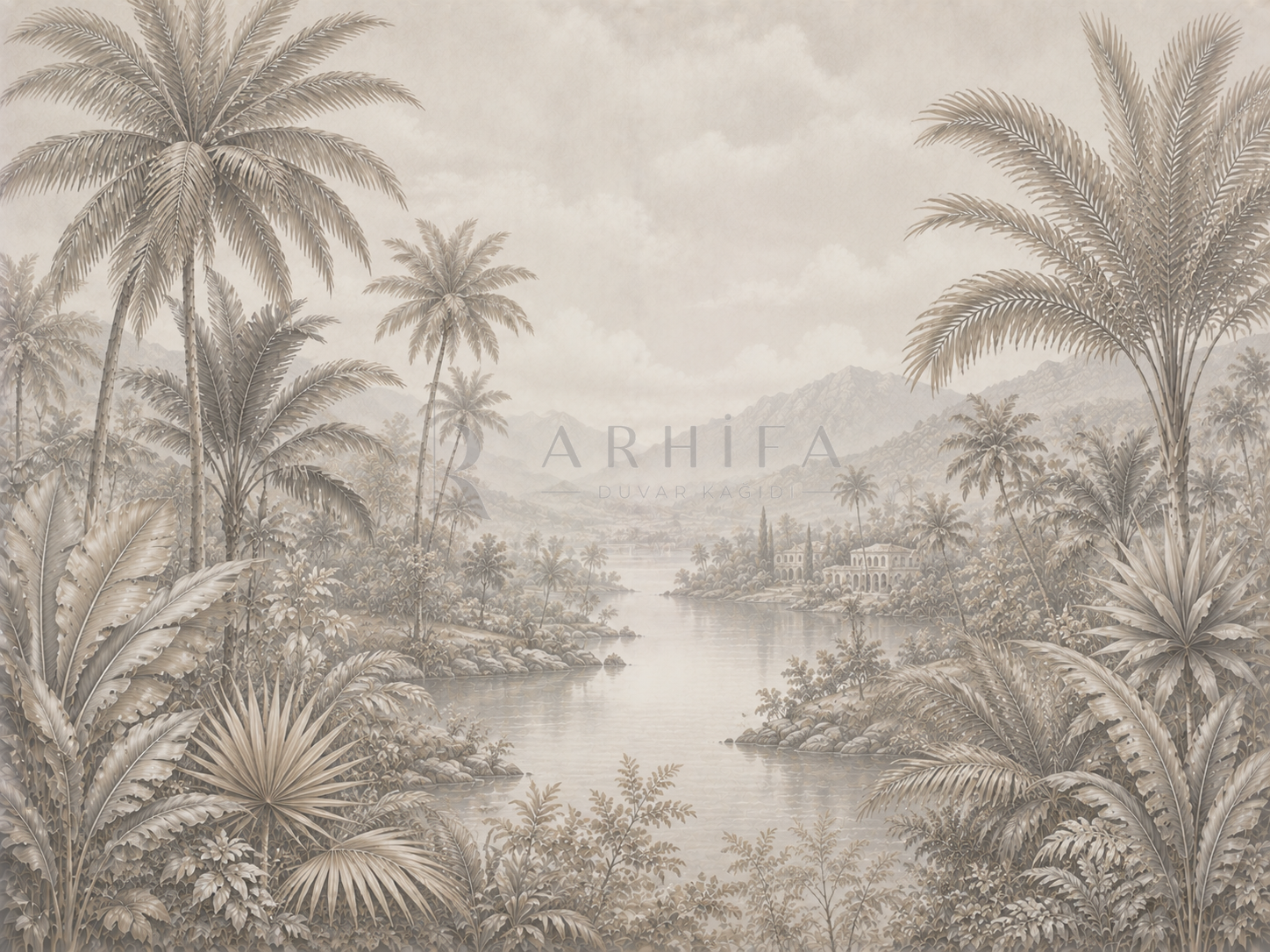 — Greige Palm Landscape Duvar Kağıdı (FMG-010) – görsel 2