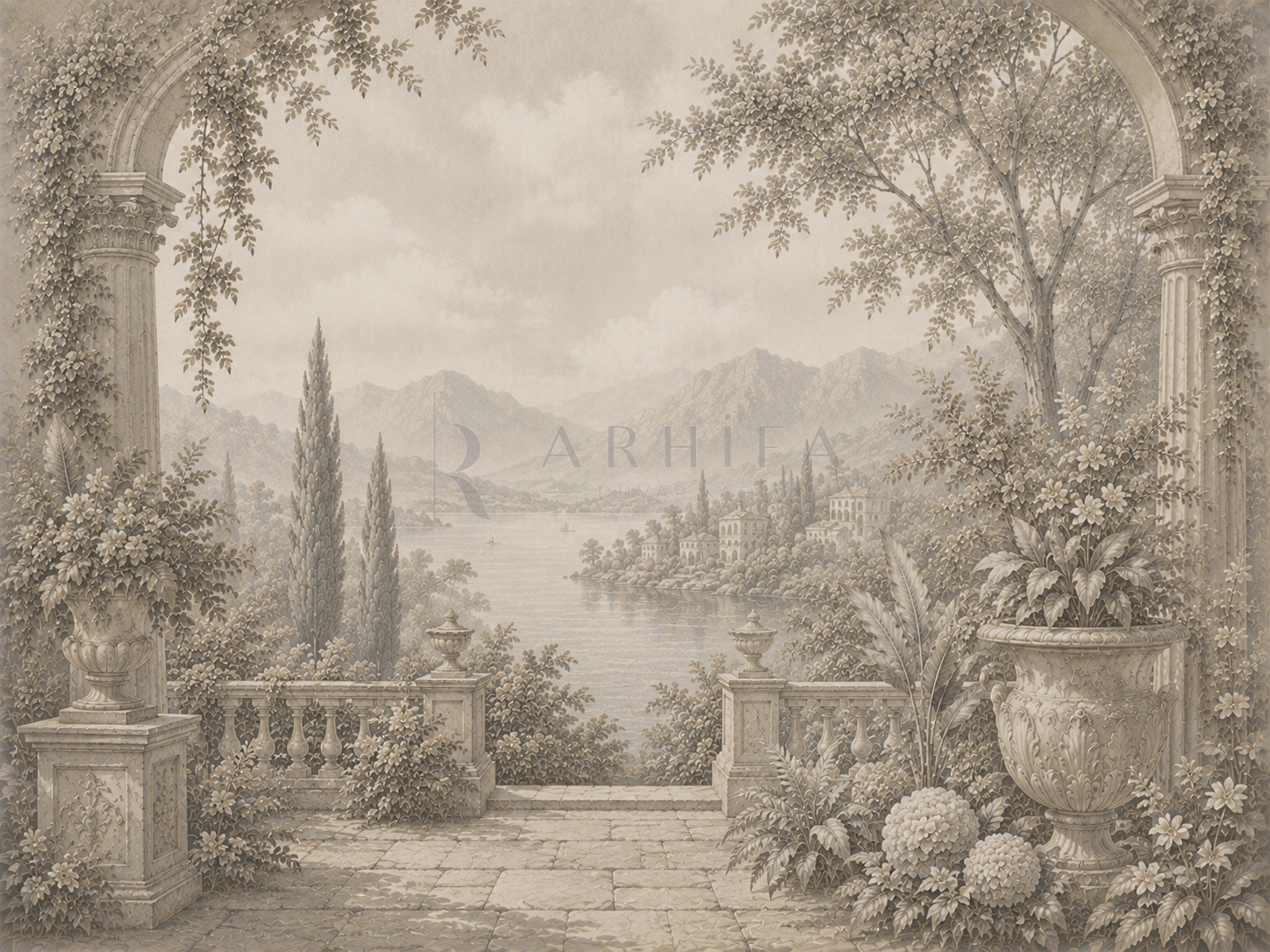 — Antique Garden View Duvar Kağıdı (FMG-011) – görsel 2