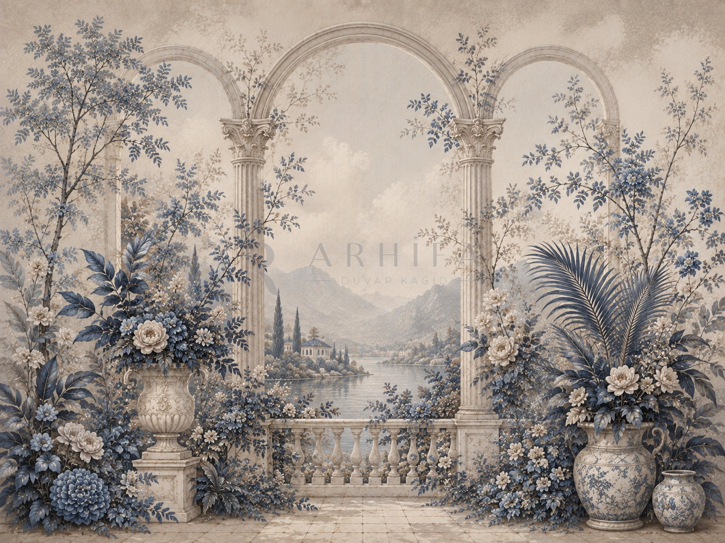 — Dusty Navy Botanical Garden Duvar Kağıdı (FMN-001) – görsel 2