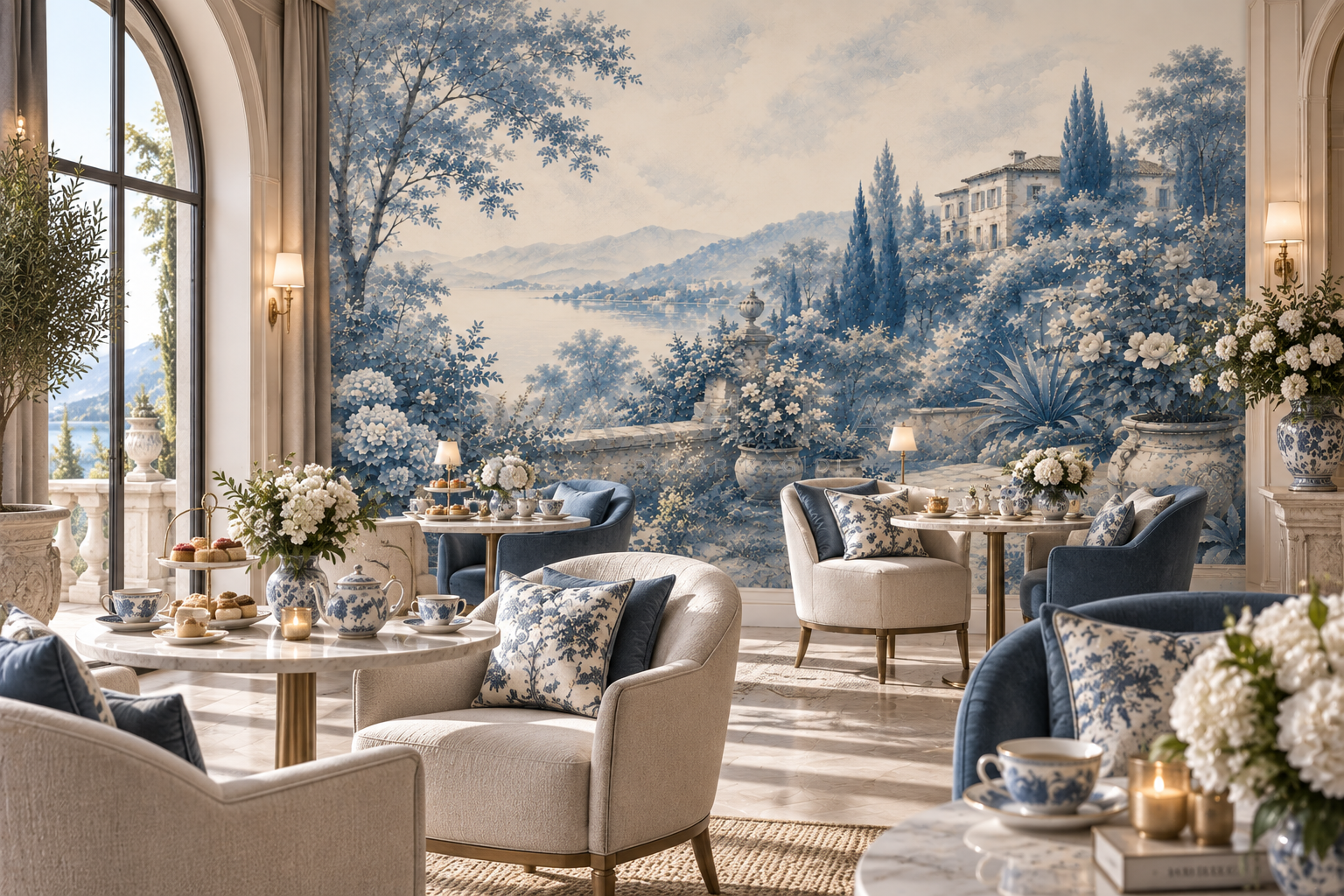 Antique Blue Estate - Özel Tasarım Duvar Kağıdı (FMN-011) görsel
