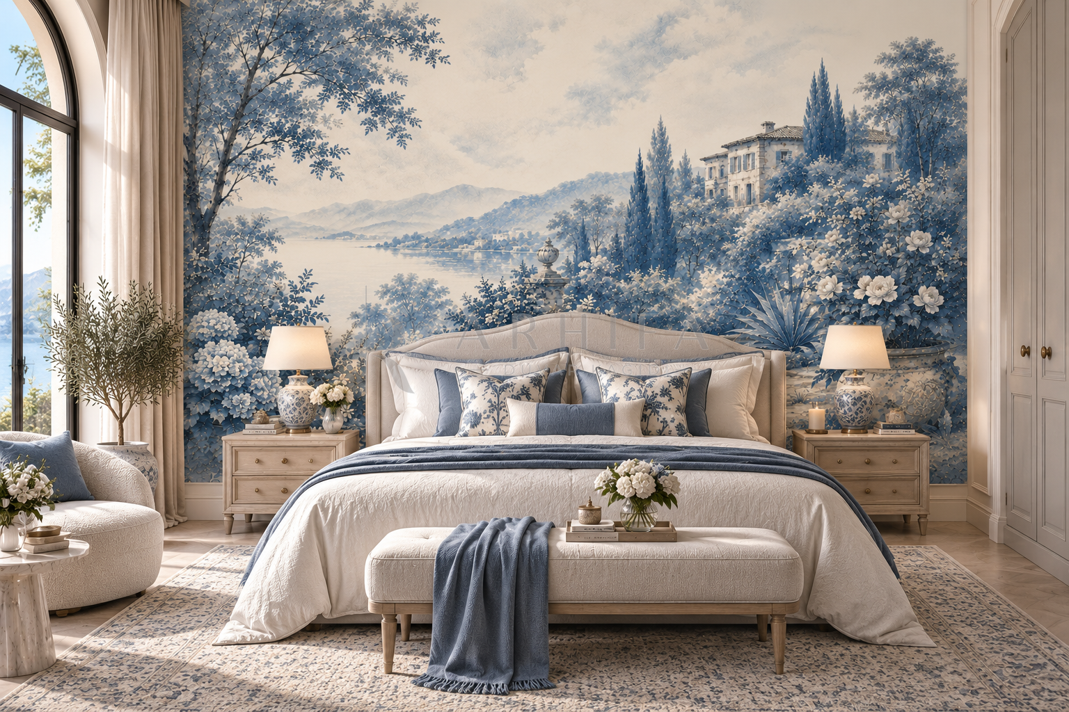 Antique Blue Estate - Özel Tasarım Duvar Kağıdı (FMN-011) – görsel 2