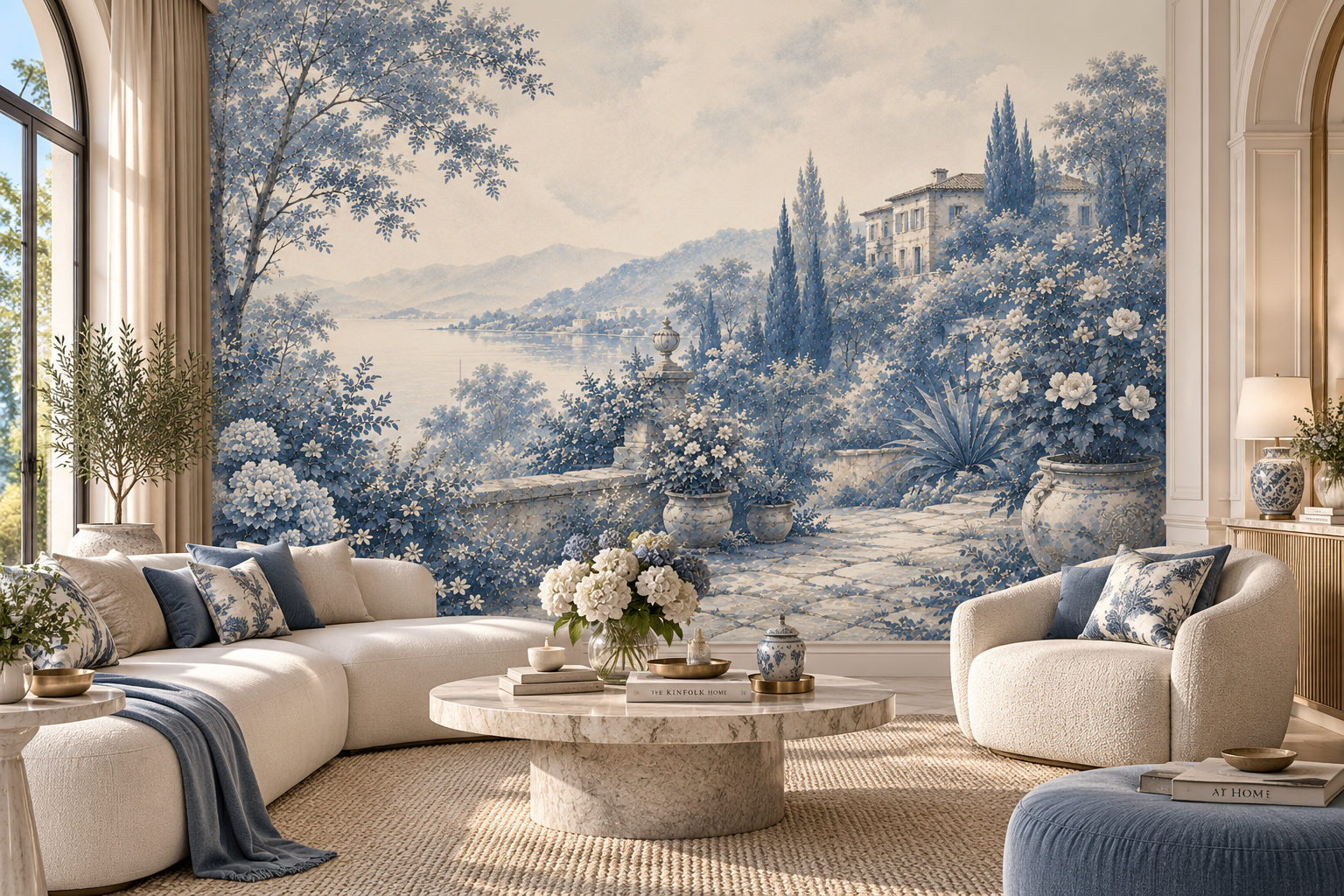 Antique Blue Estate - Özel Tasarım Duvar Kağıdı (FMN-011) – görsel 3