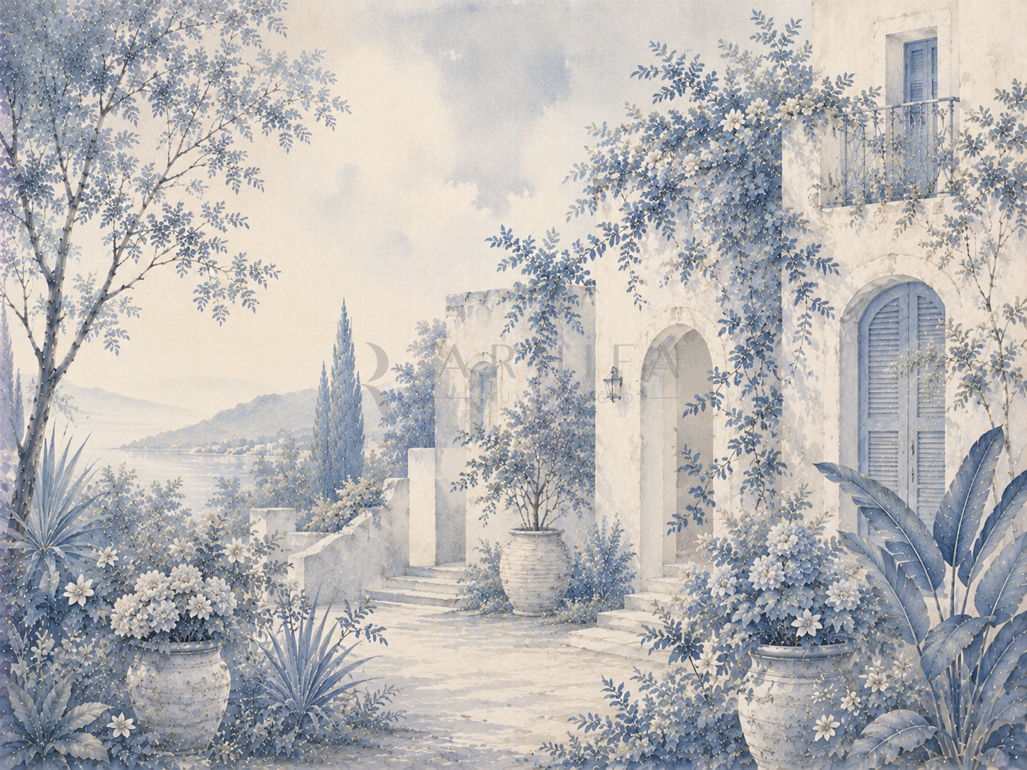 — Soft Blue Architecture Duvar Kağıdı (FMN-012) – görsel 2