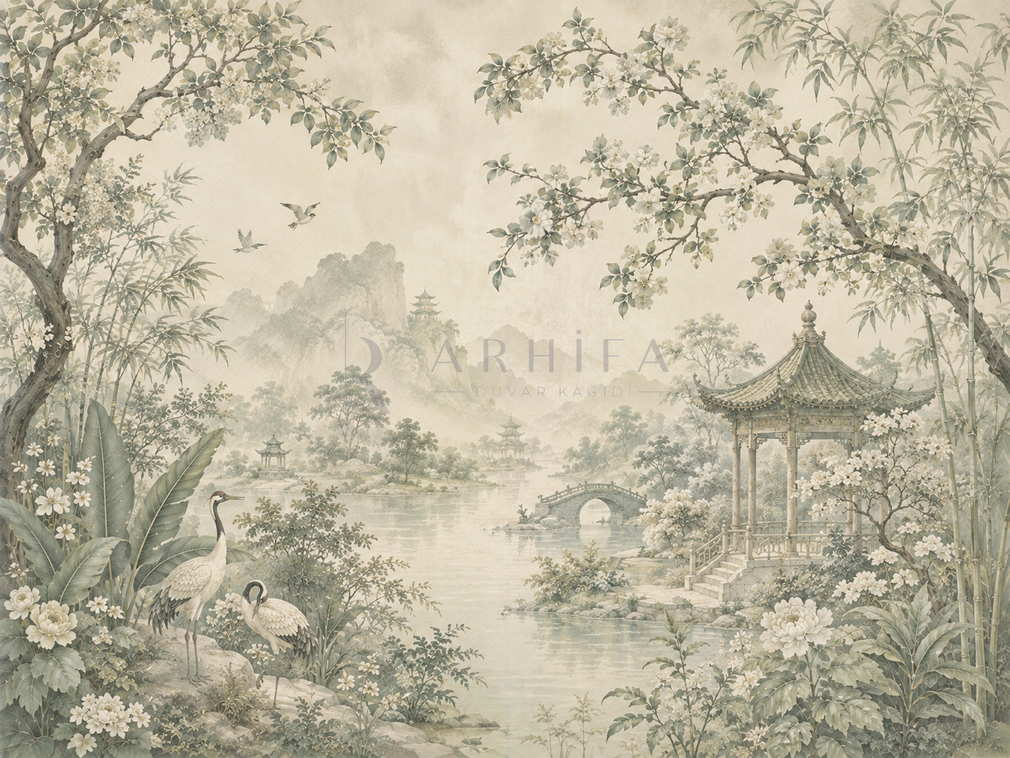 — Sage Chinoiserie Duvar Kağıdı (FMS-004) – görsel 2