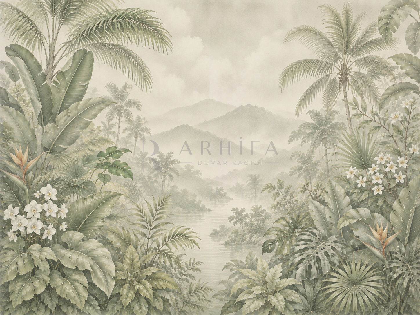 — Quiet Tropical Green Duvar Kağıdı (FMS-005) – görsel 2