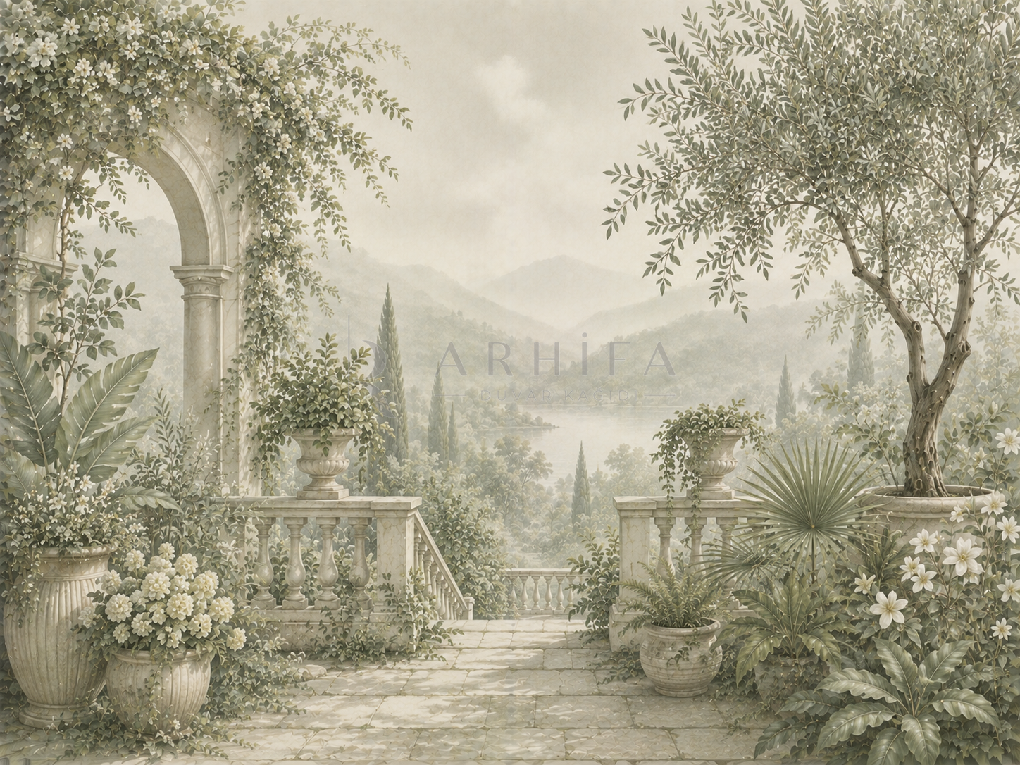 — Sage Garden Terrace Duvar Kağıdı (FMS-006) – görsel 2