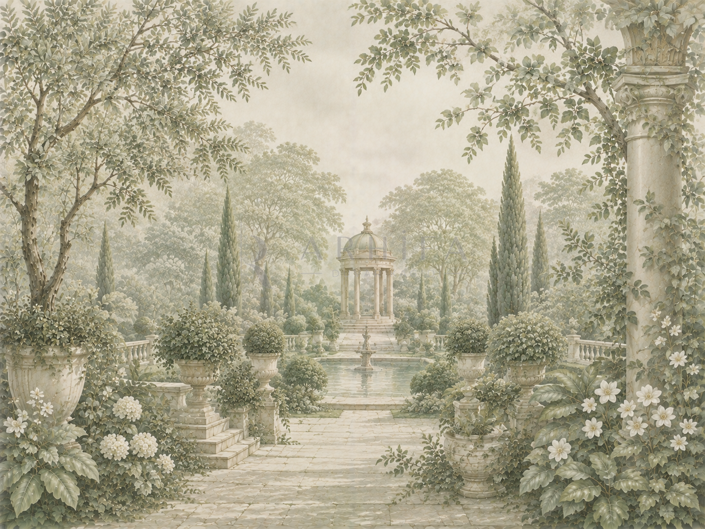 — Classical Sage Garden Duvar Kağıdı (FMS-008) – görsel 2
