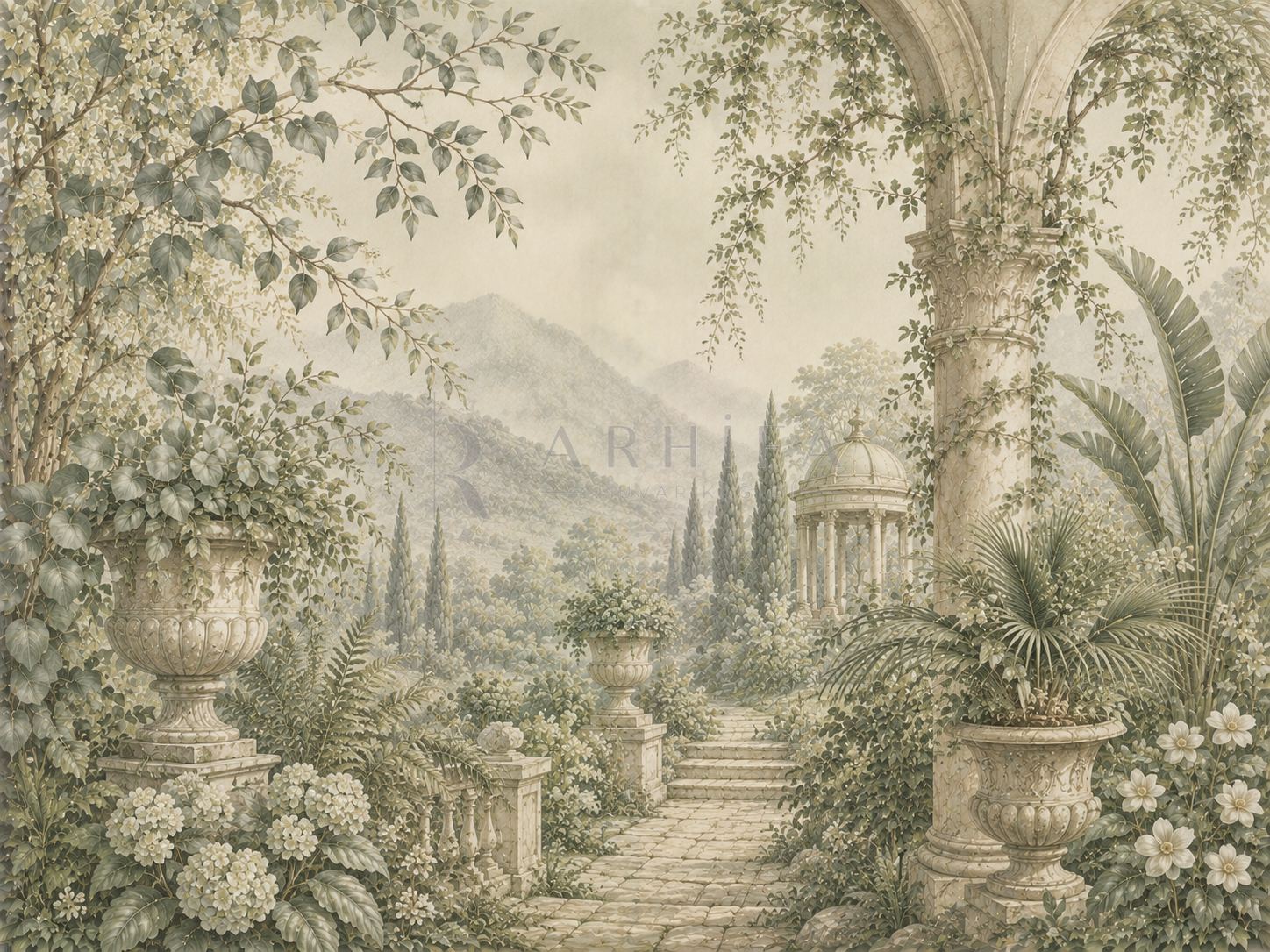 — Antique Botanical Garden Duvar Kağıdı (FMS-011) – görsel 2