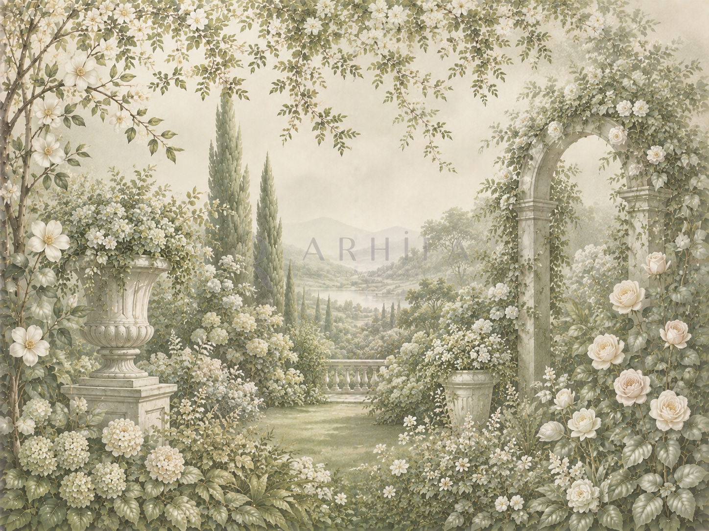 — Sage Blossom Garden Duvar Kağıdı (FMS-014) – görsel 2