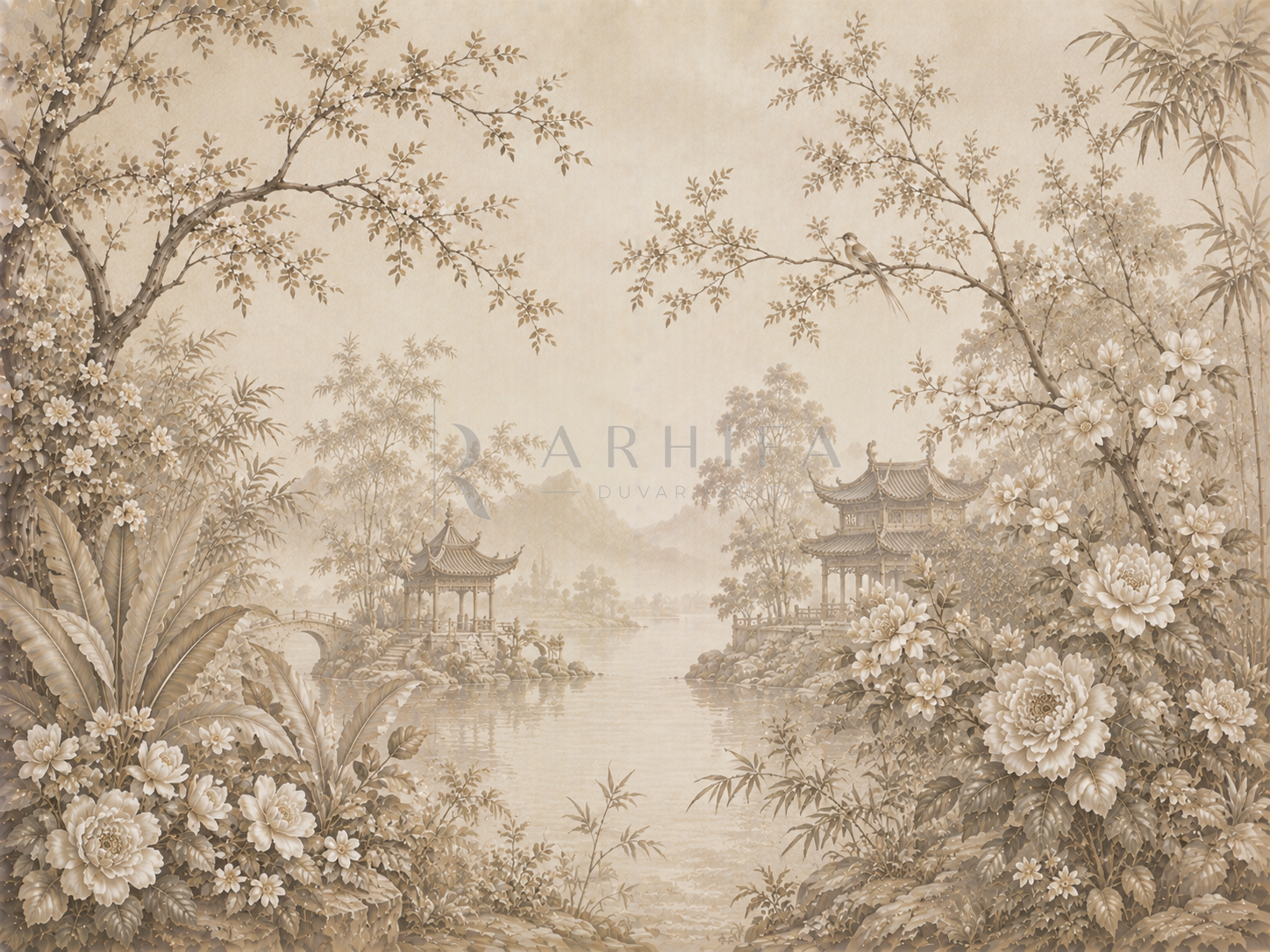 — Taupe Chinoiserie Duvar Kağıdı (FMT-004) – görsel 2