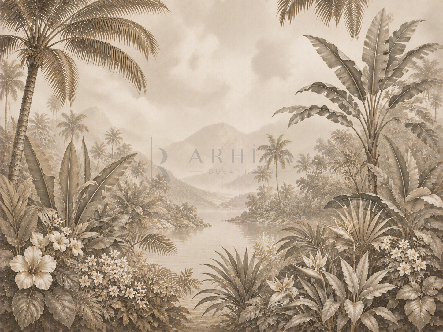 — Quiet Tropical Taupe Duvar Kağıdı (FMT-005) – görsel 2