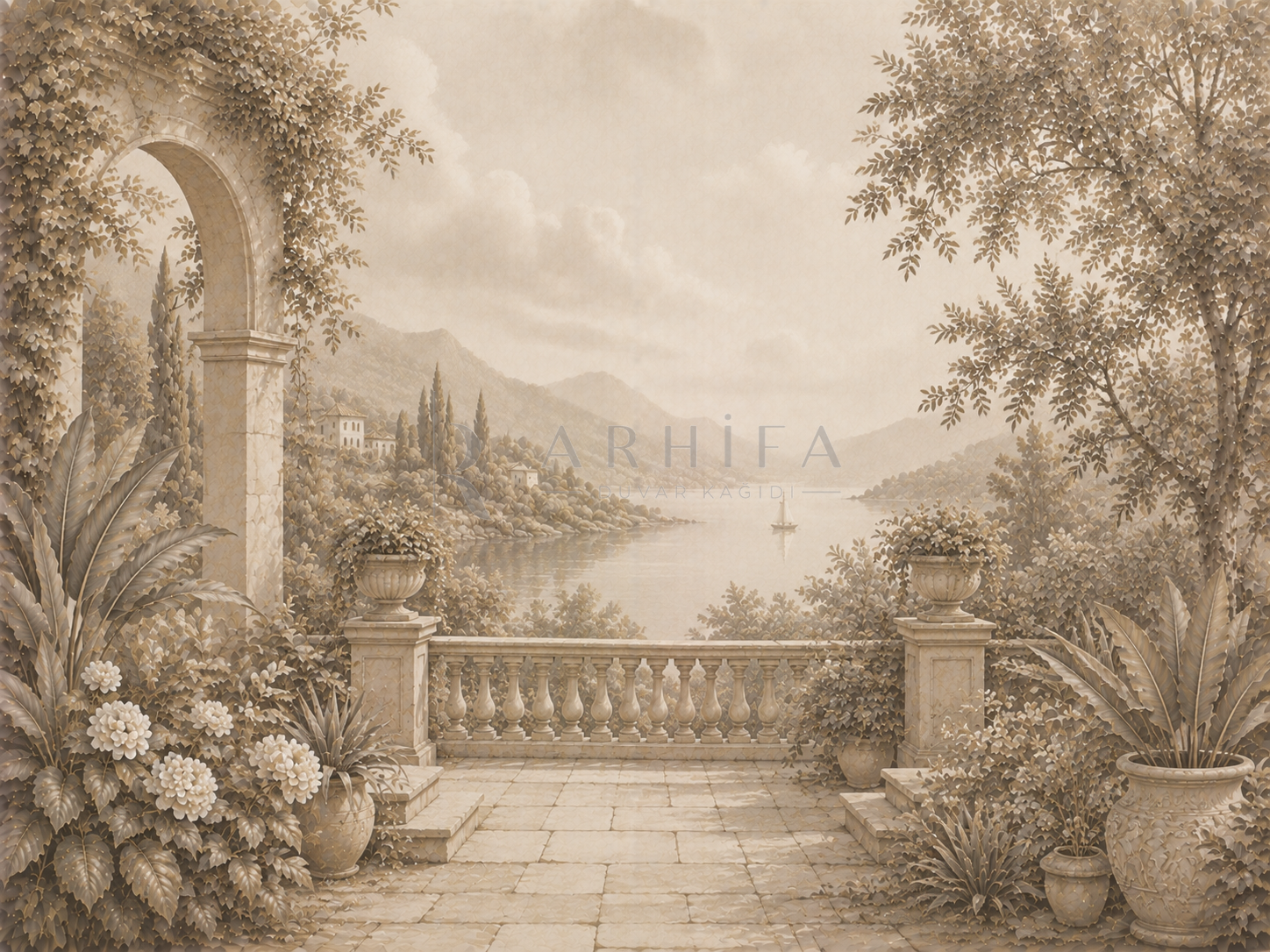— Stone Garden Terrace Duvar Kağıdı (FMT-006) – görsel 2