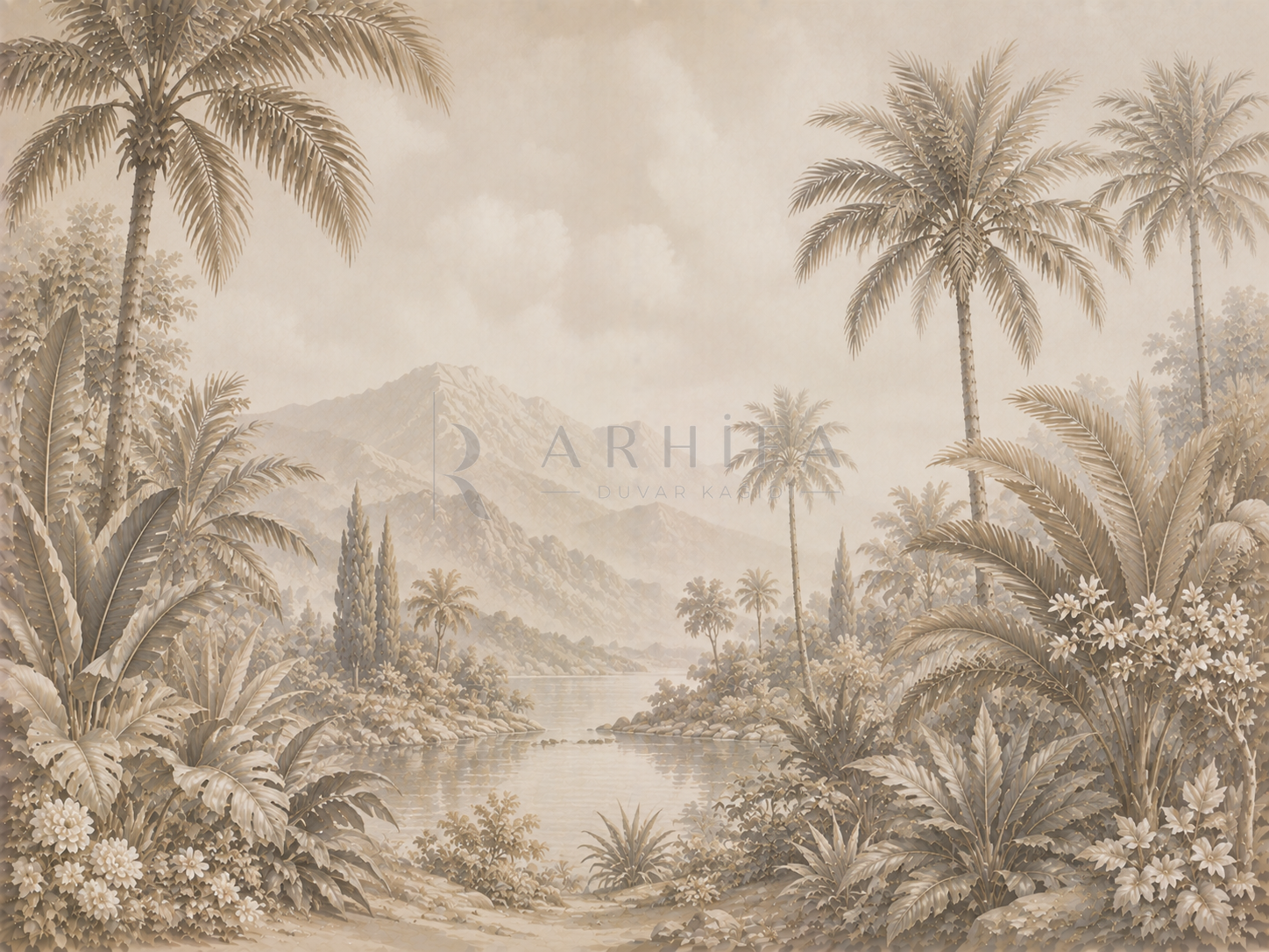 — Taupe Palm Landscape Duvar Kağıdı (FMT-010) – görsel 2