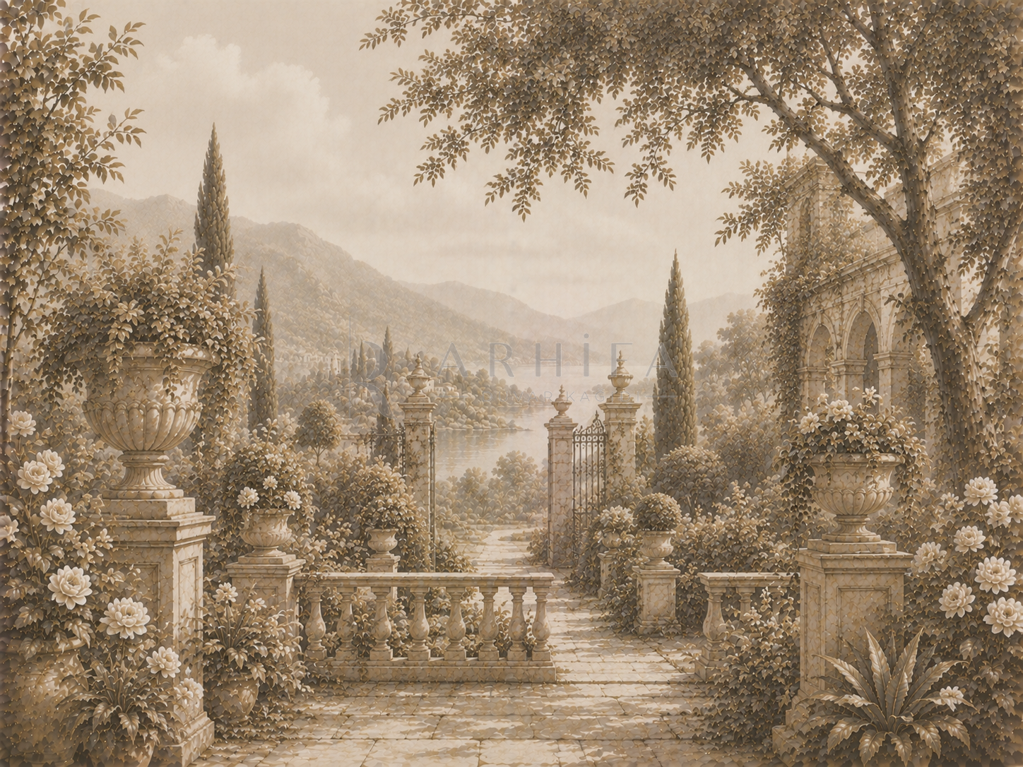 — Antique Estate Garden Duvar Kağıdı (FMT-011) – görsel 2