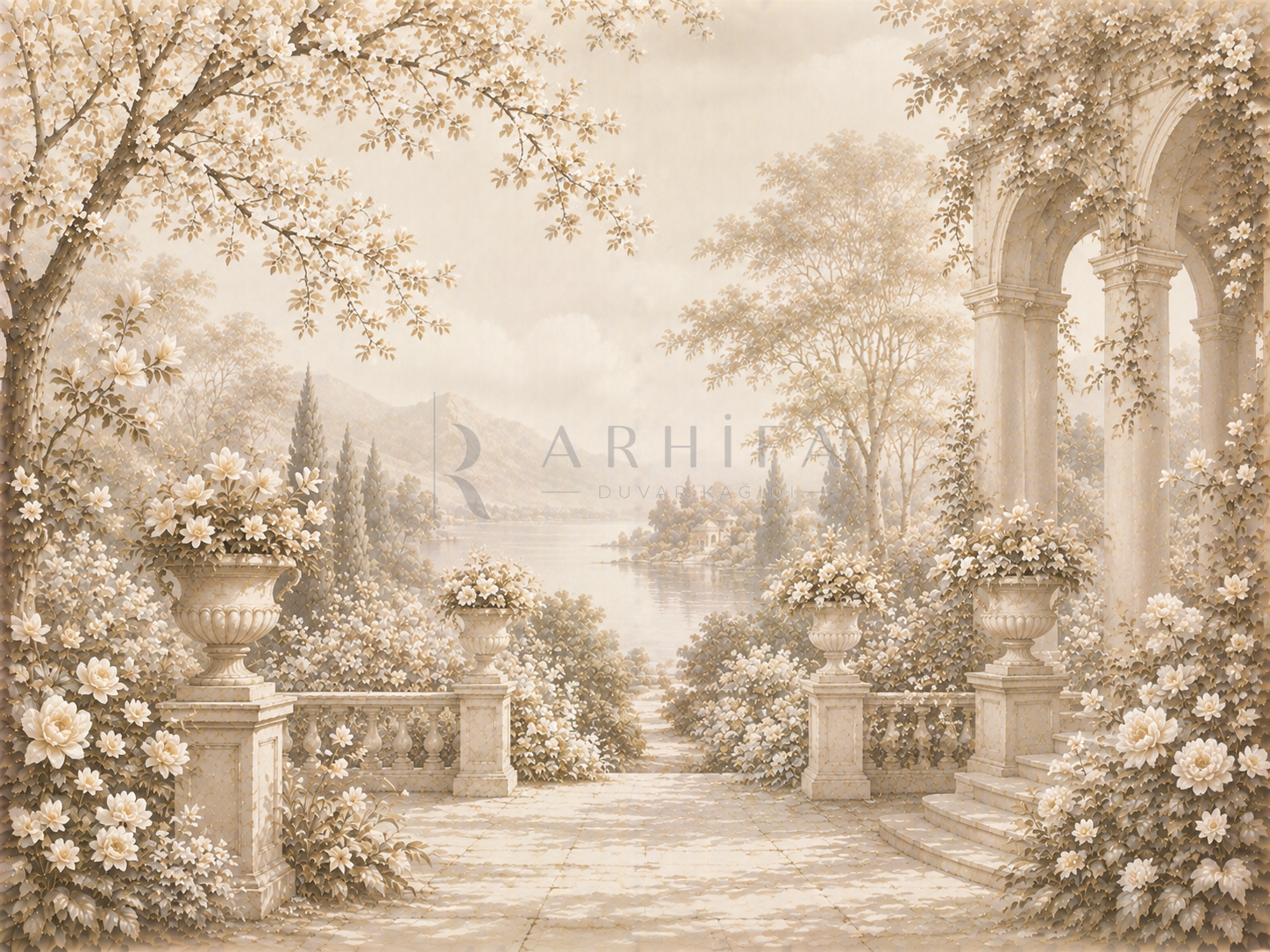 — Ivory Blossom Garden Duvar Kağıdı (FMT-014) – görsel 2