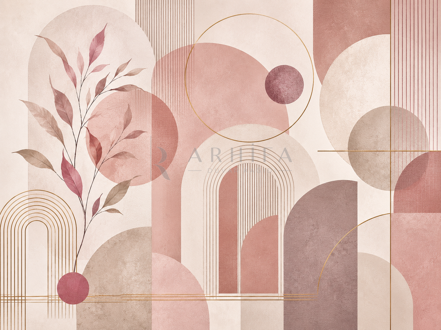 — Dusty Rose Geometry Duvar Kağıdı (G-011) – görsel 2