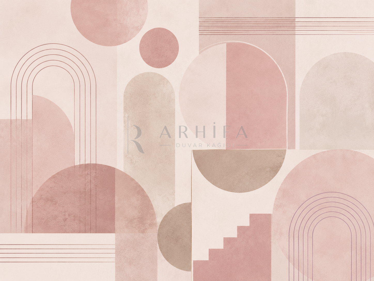 — Dusty Rose Geometry Duvar Kağıdı (G-011A) – görsel 2