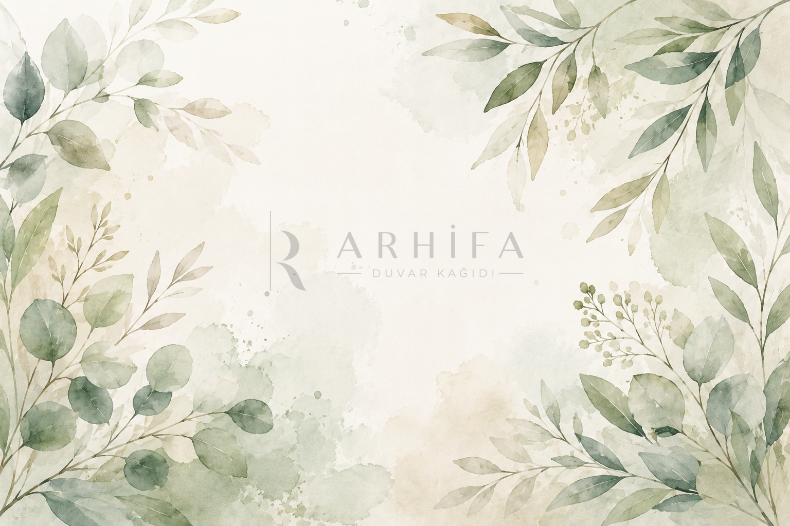 Soft Watercolor Leaves Duvar Kağıdı (HC-007) – görsel 2