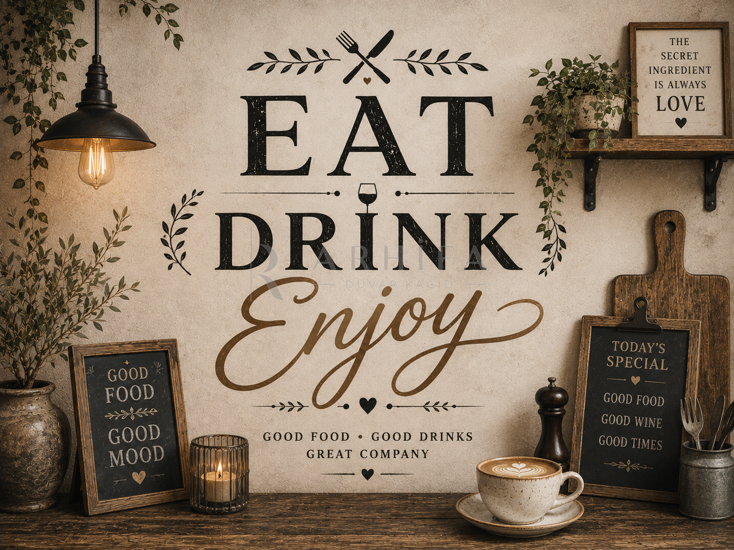 — Eat Drink Enjoy Duvar Kağıdı (HT-008) – görsel 2
