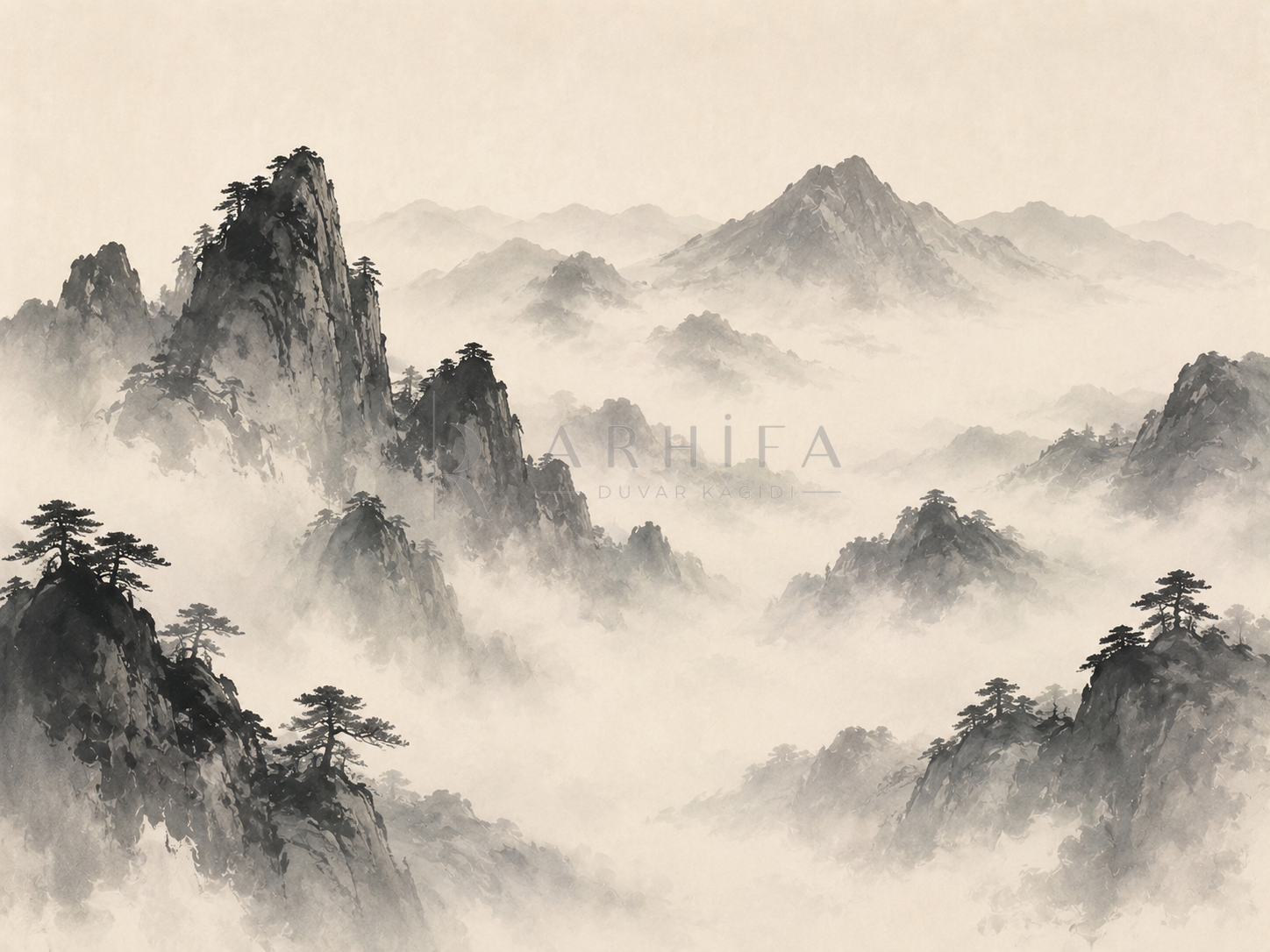 — Misty Ink Mountains Duvar Kağıdı (JI-001) – görsel 2